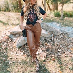 Faux Leather Brown Joggers | Poshmark